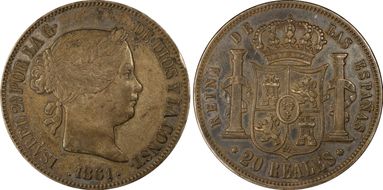 1861 20 R 6 Pt. Star Madrid KM-609.2 Ag XF40