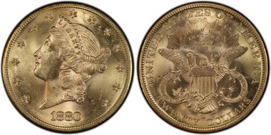 1880-S $20 Saddle Ridge Hoard MS62