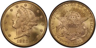 1892-S $20 Saddle Ridge Hoard MS64+
