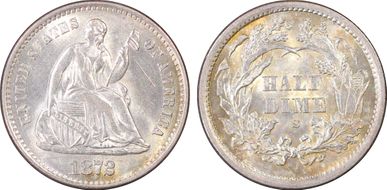 1872-S H10C Mintmark Above Bow MS63