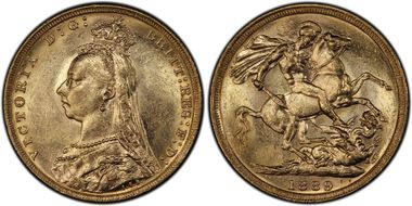 1889-M Sov S-3867B DISH M12 2nd Obv. Angled J MS61