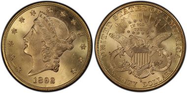 1892-S $20 Saddle Ridge Hoard MS63