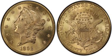 1892-S $20 Saddle Ridge Hoard MS63