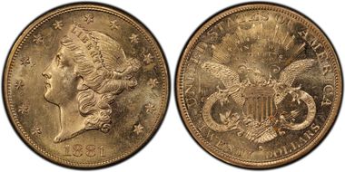 1881-S $20 Saddle Ridge Hoard AU58