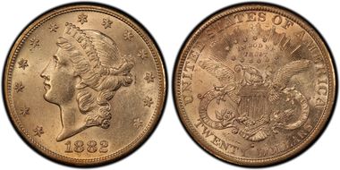 1882-S $20 Saddle Ridge Hoard AU58