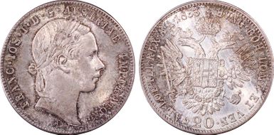 1853-A 20 Kr KM-2211  Ag MS64
