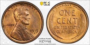 1919-S 1C MS64RD