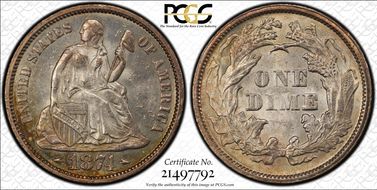 1874 10C Arrows MS64