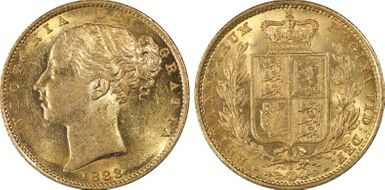 1883-S Sov S-3855B Shield AU58