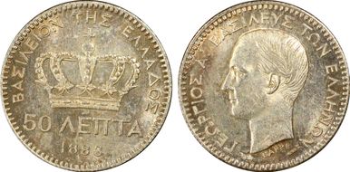 1883-A 50 Lep KM-37 Ag MS63