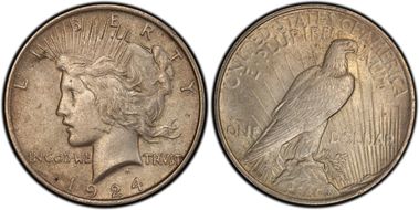 1924 $1 VAM 1AA Broken Jaw AU58