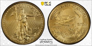 2014 $5 Gold Eagle First Strike MS70