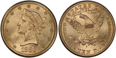 1886-S $10 Saddle Ridge Hoard MS63+