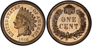 1858 1C J-212, Broad Bust PR64