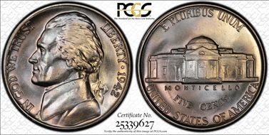 1942 5C Nickel PR68