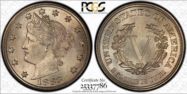 1883 5C No CENTS MS66+