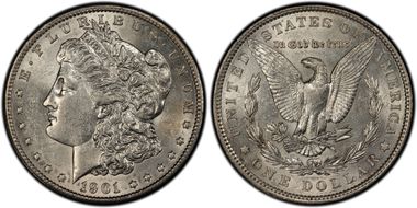 1901 $1 Doubled Die Reverse AU55