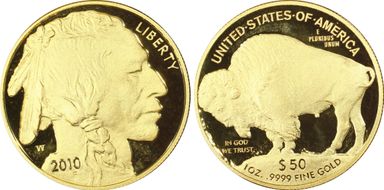 2010-W $50 American Buffalo .9999 Fine Gold Reagan Legacy Series PR70DCAM