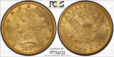 1887-S $10 MS62+