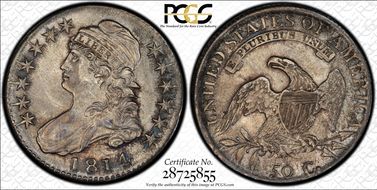 1814 50C Overton 107a AU58