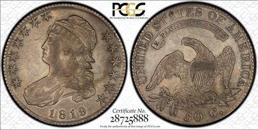 1819 50C Overton 109a AU50