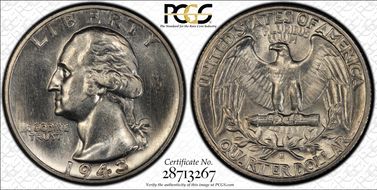 1943-S 25C Medium S, FS-502 MS62