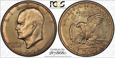 1971-D $1 "Friendly Eagle" FS-901 Type 1 Reverse MS66