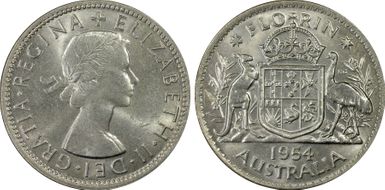 1954(m) Florin KM-54  Ag MS62