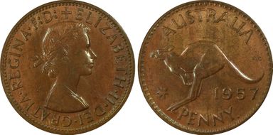 1957 Y. (p) 1D Wide date MS64BN