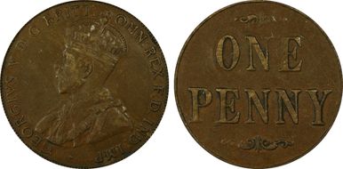 1920 //.  1D Dot below English obverse XF45BN