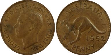 1952 A. (p) 1D Melbourne reverse Wedge serif 2 AU58BN