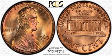 1969-D 1C MS65RD