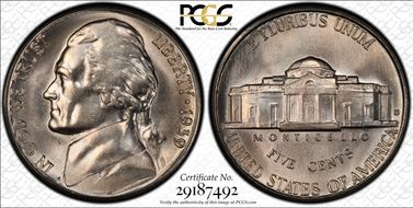 1939-S 5C Reverse of 1940 MS66FS