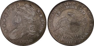 1820 50C Sq. 2, Lg Date, No Knob N1