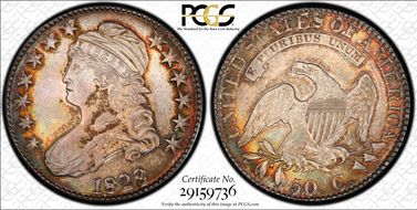 1823 50C O-106a AU58