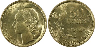 1952-B 50 Fr Gad-880 F-425 MS65