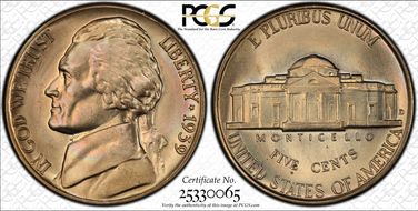 1939-D 5C Reverse of 1940 MS67FS