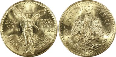 1943 (50 P) KM-482  Au MS64