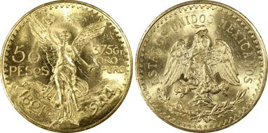 1944 50 Peso KM-481  Au MS63