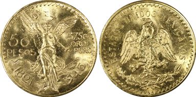 1945 50 Peso KM-481  Au MS63