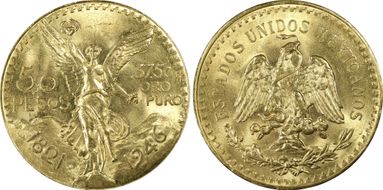 1946 50 Peso KM-481  Au MS64