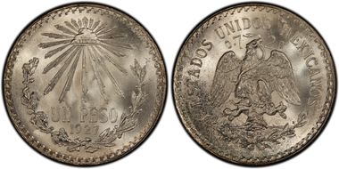 1927-M Peso KM-455  Ag MS67
