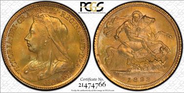 1893 1/2 Sov S-3878 Old Head MS66