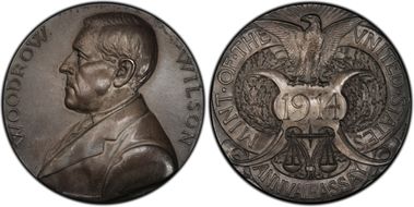 1914 Medal JK-AC-58 Silver Woodrow Wilson SP63