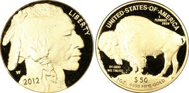 2012-W $50 American Buffalo .9999 Fine Gold PR70DCAM