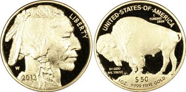 2013-W $50 American Buffalo .9999 Fine Gold PR70DCAM