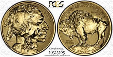 2013-W $50 American Buffalo Rev PR First Strike .9999 Fine Gold 100th Anniversary PR70