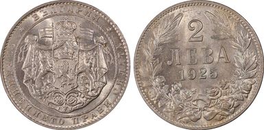 1925 2 Leva KM-38 Brussels MS64+