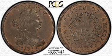 1797 1C Reverse of 1797, Stems MS64BN