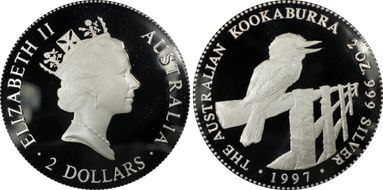 1997-P $2 Kookaburra 2oz Ag PR69DCAM